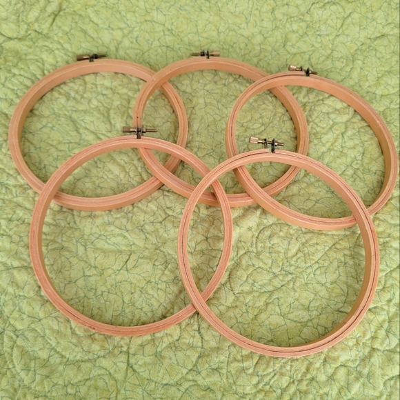 Set of Five 6" Wooden Embroidery Hoops - Picture 1 of 1